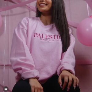 Women's Pink Palestine Crewneck Sweatshirt - Casual Pullover